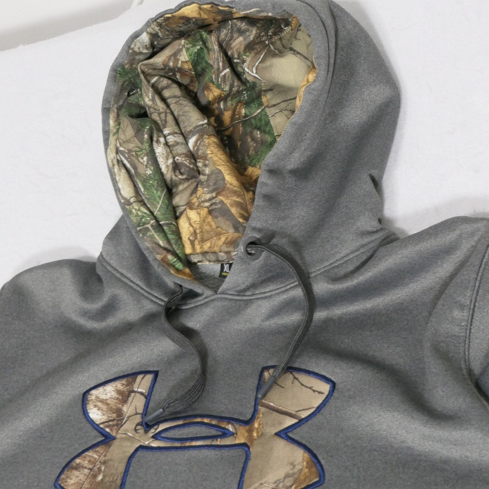 Under Armour Mens Hoodie XL Gray Camo Storm1 Gorpcore Pullover Hunting Outdoor - Picture 2 of 8